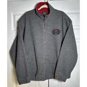 VTG Dockers Golf Grey Fleece Jacket With Patch XL Full Zip
